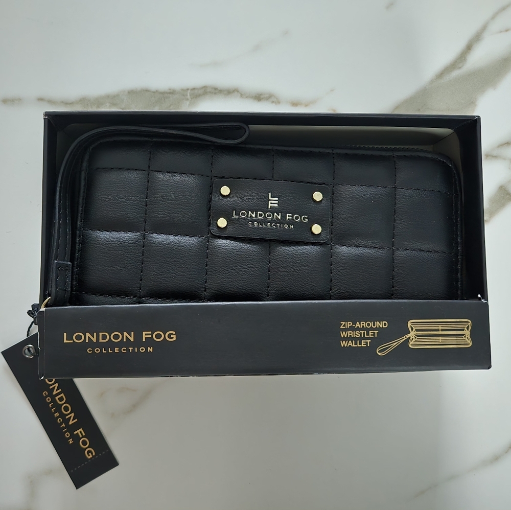 ✨ NIB London Fog Quilted Black Zip Around Wallet ✨ MSRP $58 - Picture 5 of 8